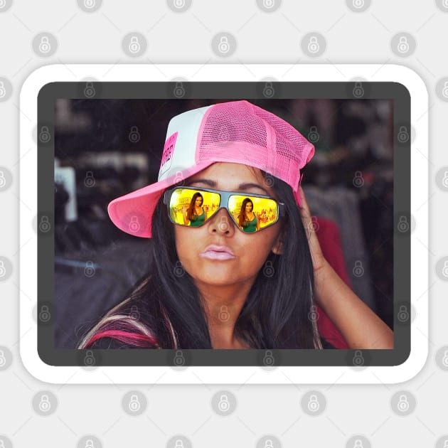 Snooki Spying JWoww Sticker by Ladybird Etch Co.